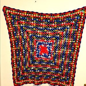 Rainbow Chunky Granny Square Throw Aphgan 43 x 43